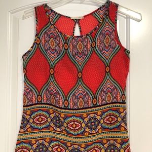 P.O.P. Orange Paisley Printed Sleeveless Top small